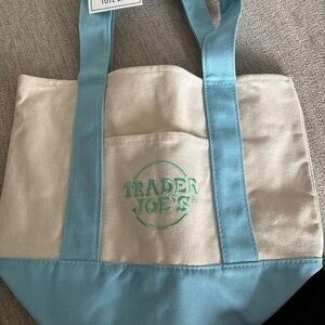 Blue and Cream Canvas Tote Bag